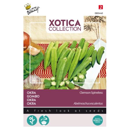 Clemson Spineless Okra (Common Name: Okra; Also Called Lady'S Fingers Or Gumbo) - Buzzy Xotica Okra Clemson Spineless