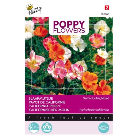 Opium Poppy (Double‑Flowered Mix) - Buzzy Poppy Flowers, Slaapmutsjes Dubbelbl. Gem.