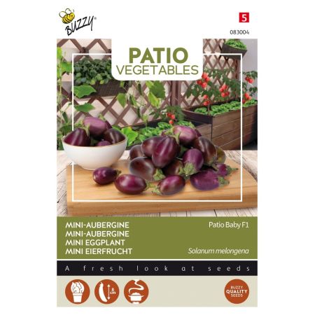 Baby Eggplant (Patio Baby Eggplant) - Buzzy Patio Veggies, Aubergine Patio Baby F1