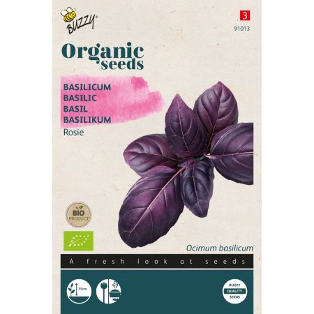 Rosie Basil (Sweet Basil) - Buzzy Organic Basilicum Rosie (BIO)