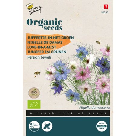 Love-In-A-Mist - Buzzy Organic Nigella, Juffertje-in-het groen Persian Jewel (BIO)
